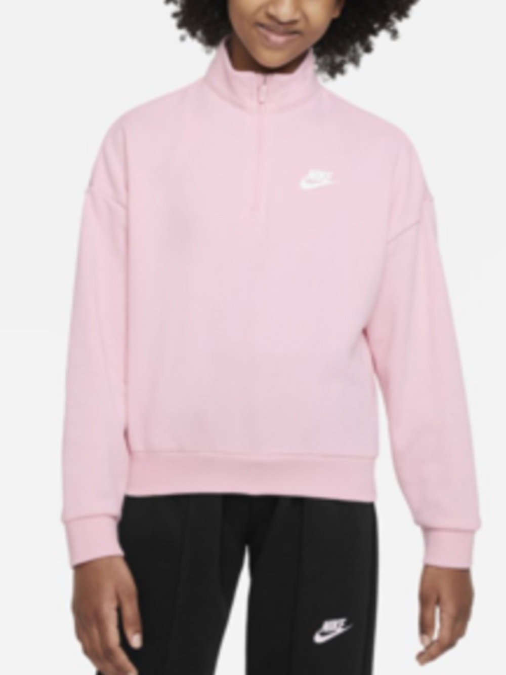 Nike Big Kids Girls' Sportswear Club Fleece 1/2-zip Top In Pink Size XL EUC